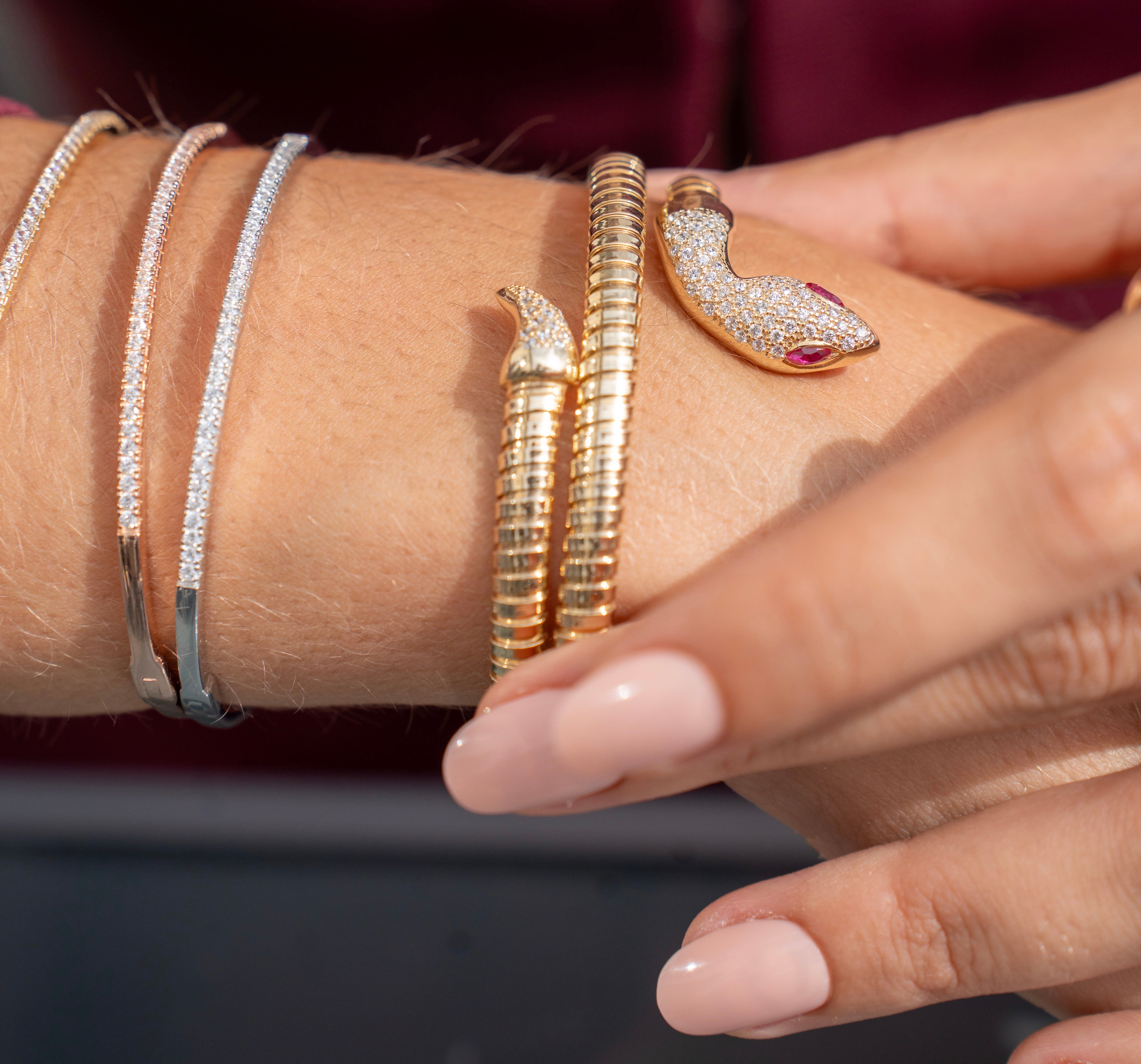 BRACELET DOUBLE SERPENT JAUNE