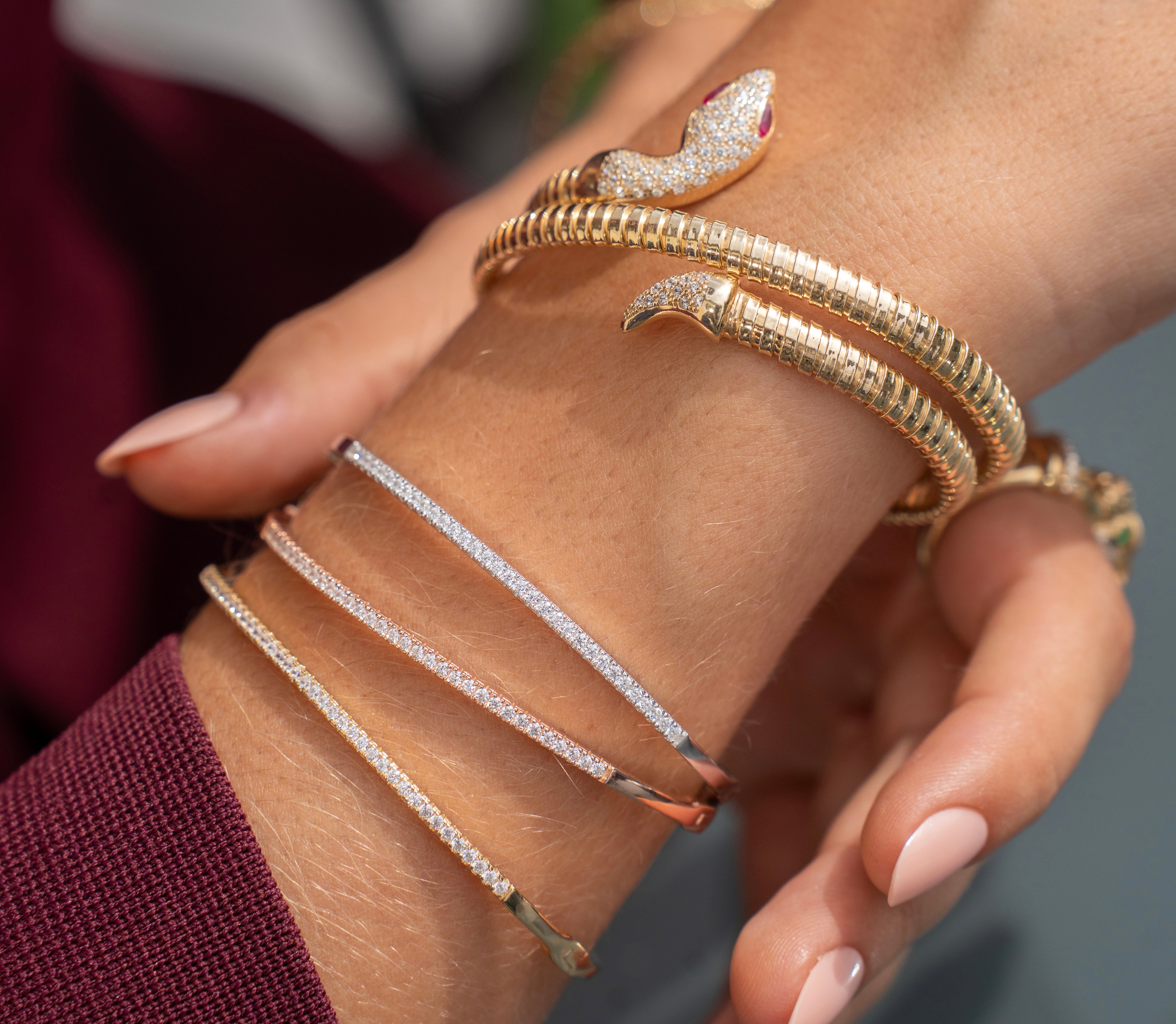 BRACELET DOUBLE SERPENT JAUNE