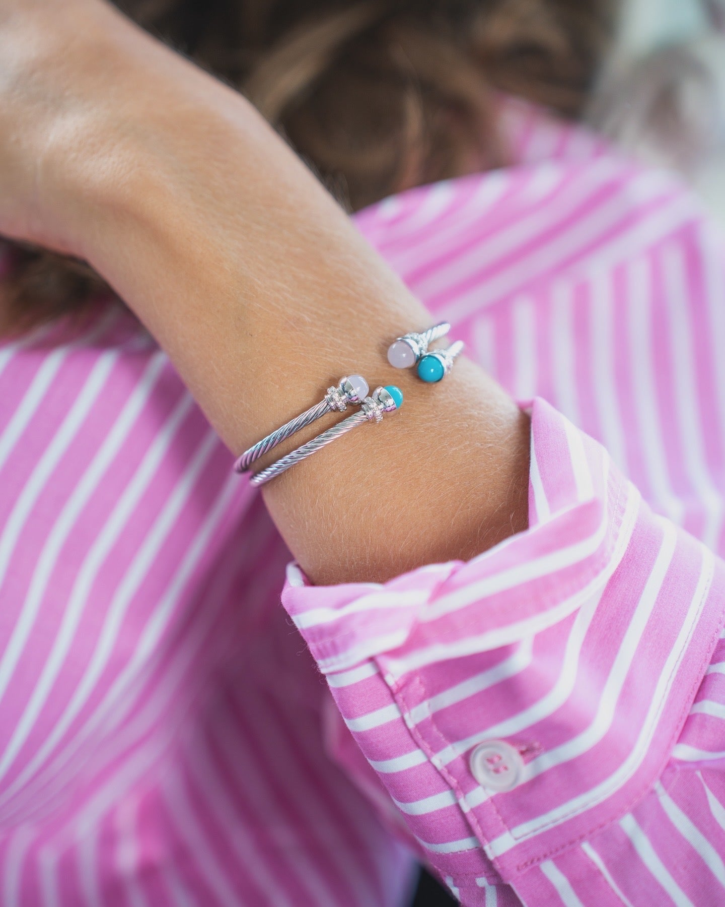 BRACELET PINK TWIST BLANC