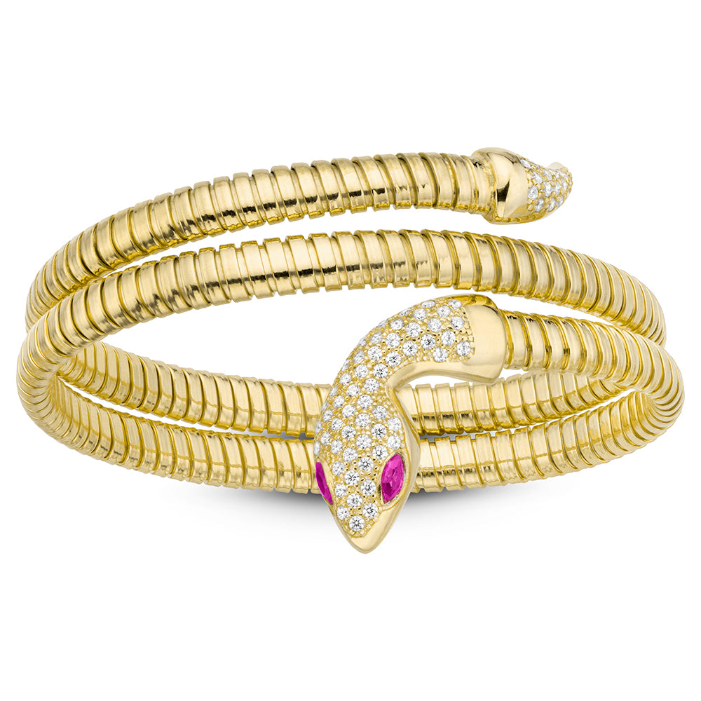 BRACELET DOUBLE SERPENT JAUNE