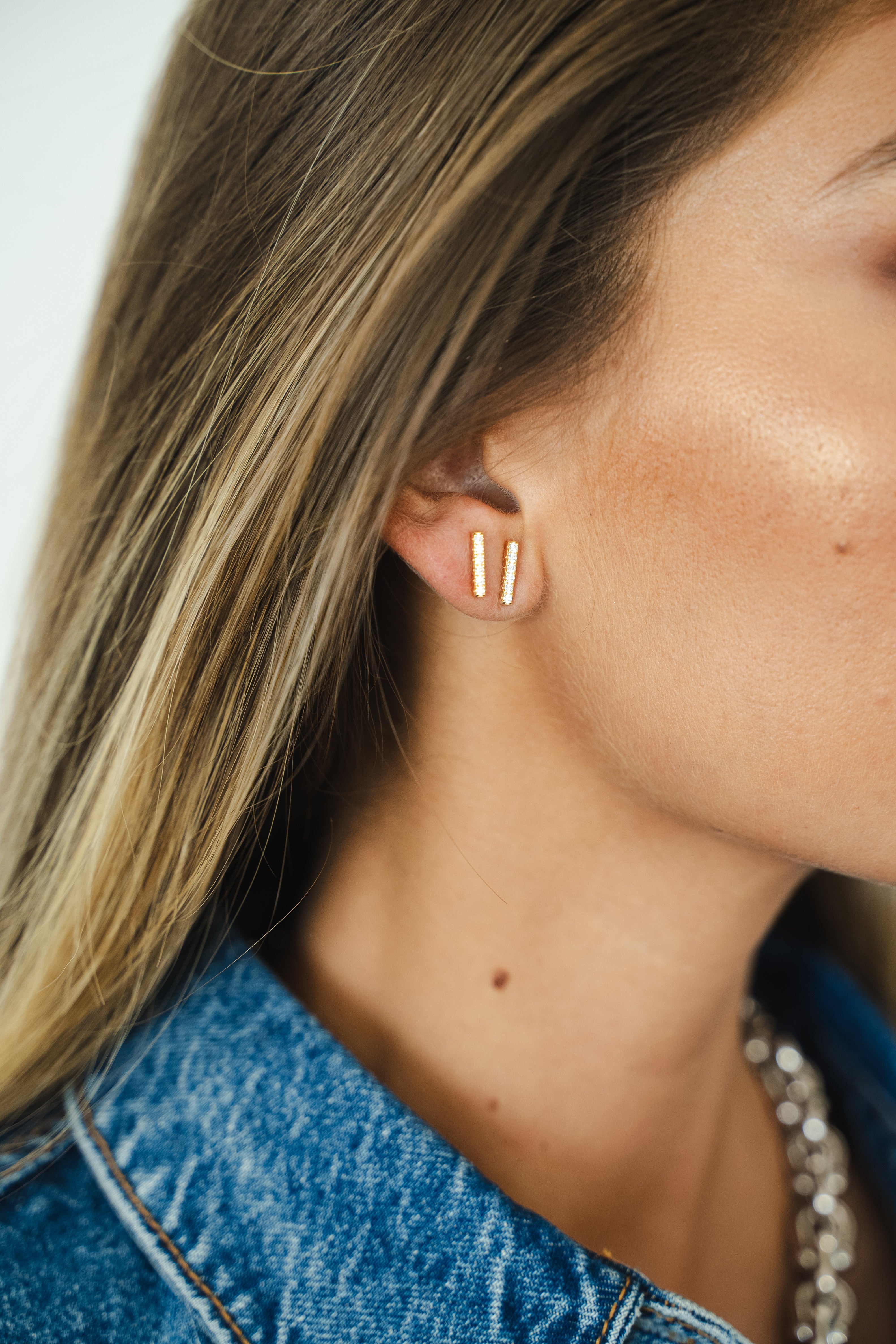 BOUCLE D'OREILLE BARRE D'ARGENT