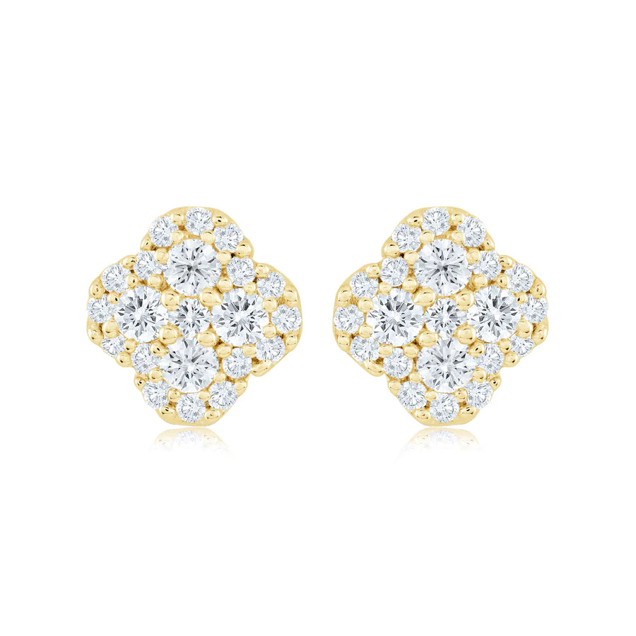 PUCE TREFLE ZIRCON PLAQUÉ OR JAUNE