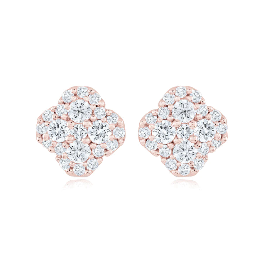PUCE TREFLE ZIRCON PLAQUÉ OR ROSE