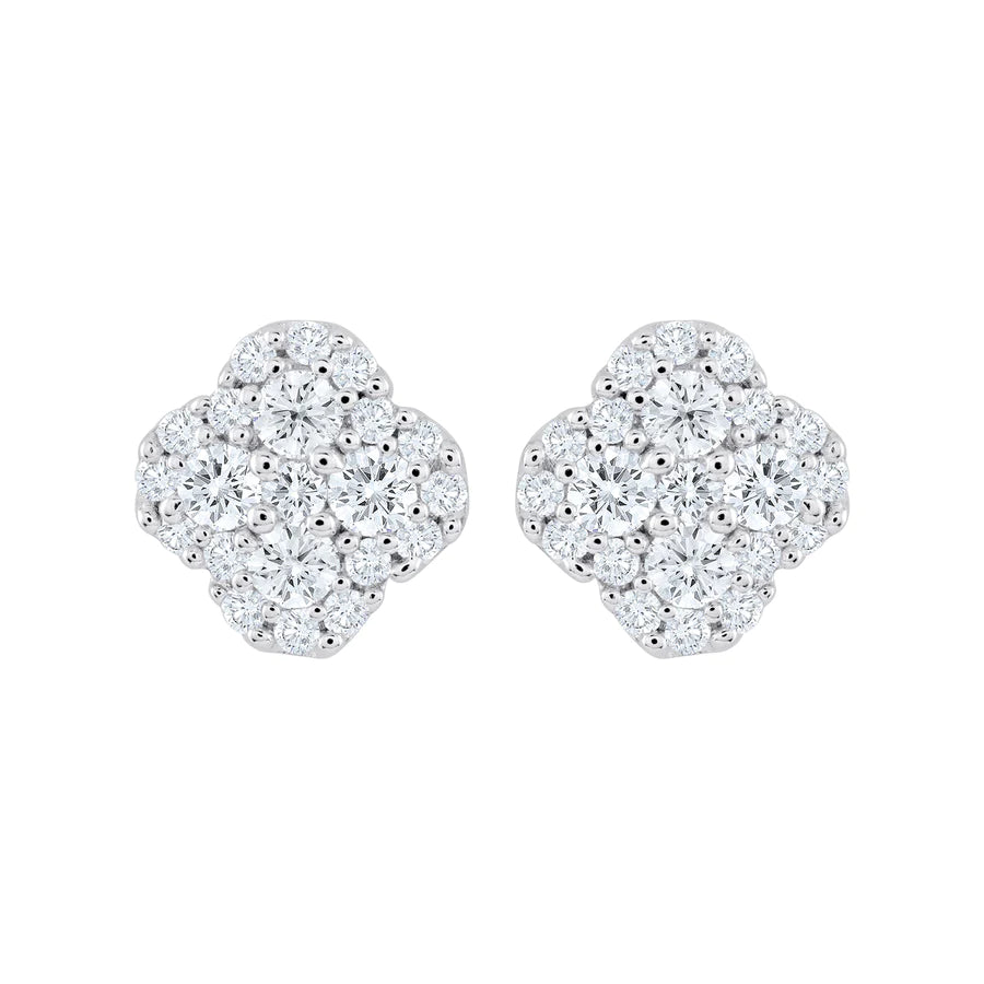 PUCE TREFLE ZIRCON PLAQUÉ OR BLANC
